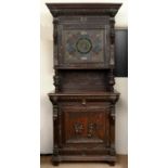 A NORTHERN EUROPEAN CARVED AND DARK STAINED OAK SIDE CABINET, FLANDERS, C1870, CARVED AND APPLIED