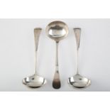 A PAIR OF GEORGE V SILVER SAUCE LADLES, OLD ENGLISH PATTERN, BY W HUTTON & SONS LIMITED, SHEFFIELD