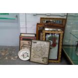 MISCELLANEOUS VICTORIAN AND LATER PICTURES AND PRINTS, TO INCLUDEA BIRD'S EYE MAPLE FRAME,