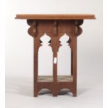 A FRENCH MAHOGANY AND PENWORK OCCASIONAL TABLE, LATE 19TH C,  THE SQUARE TOP DECORATED WITH APOLLO