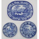 A PODMORE, WALKER & CO BLUE PRINTED EARTHENWARE WILD ROSE [NUNEHAM COURTENEY] PATTERN MEAT DISH,