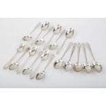 A SET OF SIX GEORGE V SILVER COFFEE SPOONS, BY CHARLES WILKES, BIRMINGHAM 1930 AND TWO SETS OF SIX