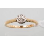 A DIAMOND SOLITAIRE RING, WITH OLD CUT DIAMOND, ILLUSION SET, MARKED 18CT, 2.4G, SIZE L Good