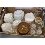 MISCELLANEOUS JELLY MOULDS, GLASS JARS, ETC