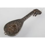 A CONTINENTAL SILVER TOY OR MINIATURE MODEL OF A LUTE, C1890, 11.5MM L, APPARENTLY UNMARKED, 1OZ