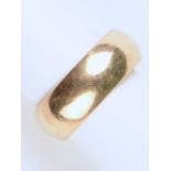 A GOLD WEDDING BAND, UNMARKED, 7.5G, SIZE M Light wear, apparently made from several other rings