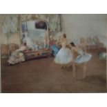 SIR WILLIAM RUSSELL FLINT - MIRROR OF THE BALLET, REPRODUCTION, PRINTED IN COLOUR, SIGNED BY THE