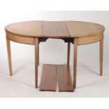 AN OAK DINING TABLE IN GEORGE III STYLE, 1930'S, THE D-SHAPED TOP ON SQUARE TAPERED LEGS WITH TWO