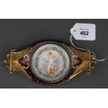 A FRENCH ORMOLU AND CHAMPLEVE ENAMEL PIN TRAY SET WITH A SEVRES STYLE PORCELAIN DISH, EARLY 20TH