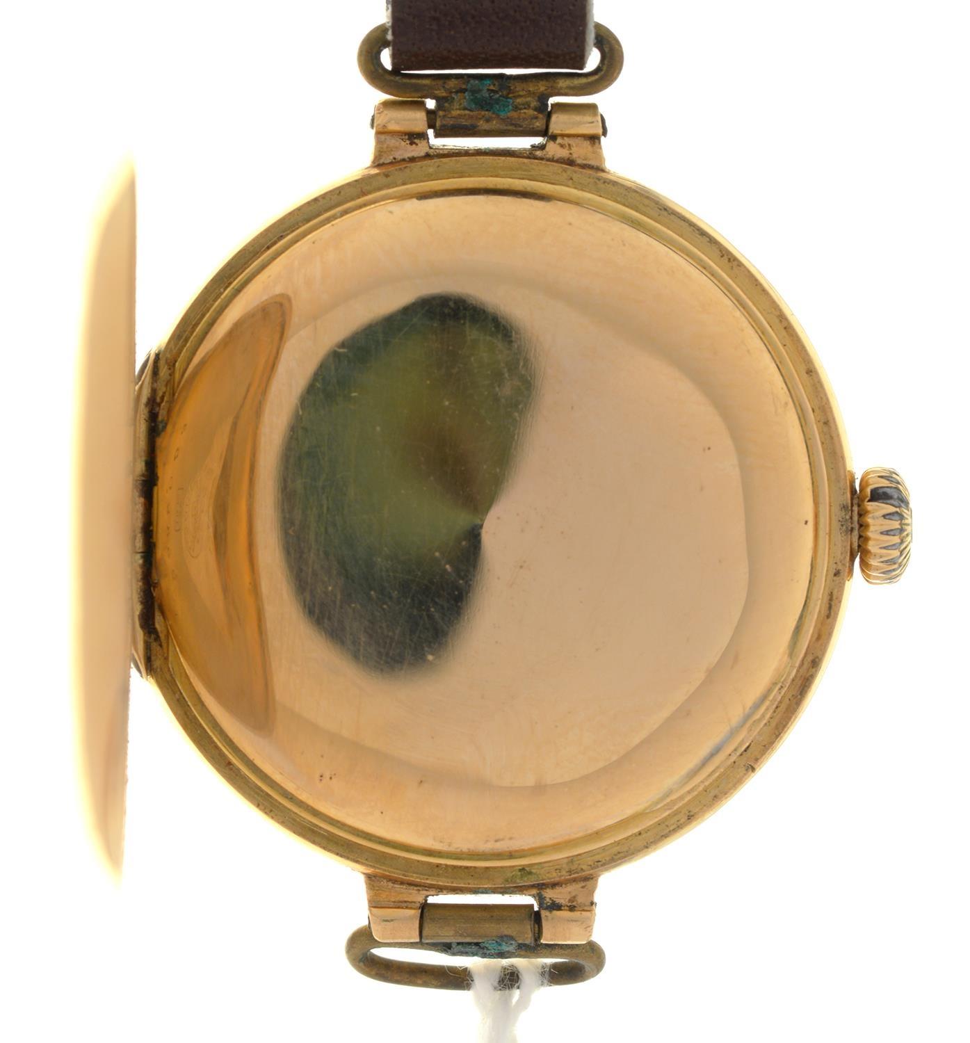 A 18CT GOLD LONGINES LADY'S WRISTWATCH, C1920,  WITH ENAMEL DIAL AND GOLD CUVETTE, 29MM, SWISS - Image 4 of 4