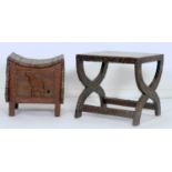 AN ECCENTRIC GROUP OF BRITISH DECORATIVE RUSTIC REVIVAL FURNITURE, C1920, OF PROFUSELY CARVED,
