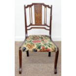 AN EDWARDIAN MAHOGANY AND INLAID NURSING CHAIR, C1905, THE SPLAT INLAID IN SATINWOOD, BONE AND
