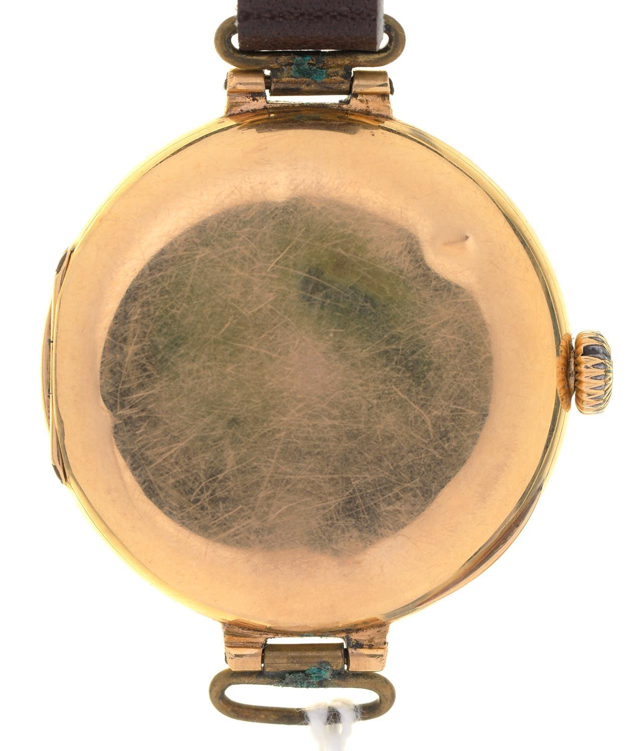 A 18CT GOLD LONGINES LADY'S WRISTWATCH, C1920,  WITH ENAMEL DIAL AND GOLD CUVETTE, 29MM, SWISS - Image 3 of 4