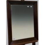 A VICTORIAN MAHOGANY MIRROR WITH BEVELLED PLATE, 75 X 60CM AND A WALNUT FRETTED FRAME MIRROR (2) The