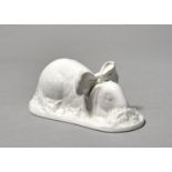KITCHENALIA. A SHELLEY WHITE EARTHENWARE EASTER BUNNY JELLY MOULD, EARLY 20TH C, 23CM L, PRINTED