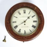 A VICTORIAN MAHOGANY WALL CLOCK, A SULLEY NOTTINGHAM, LATE 19TH C, WITH PAINTED DIAL, ORIGINAL STEEL