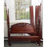 A REPRODUCTION MAHOGANY FOUR POSTER BED, 168CM W X 209CM L Condition report