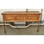 A GEORGE III PINE DRESSER BASE, C1780, THE TOP WITH PLANTED MOULDING TO THE LIP ABOVE THREE SHORT