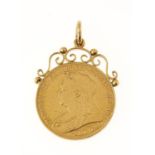 GOLD COIN. SOVEREIGN 1901M, MOUNTED IN GOLD AS A PENDANT, 8.9G Condition report