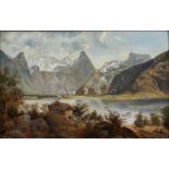 NORWEGIAN SCHOOL, LATE 19TH CENTURY  - A FJORD, OIL ON BOARD, 19 X 29.5CM Condition reportBoard