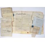 DOCUMENTS.  SEVEN PARCHMENT DEEDS, VARIOUSLY DATED 1804-69, ONE RELATING TO PROPERTY AT BRIDPORT,