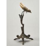 A FRENCH BRONZE WATCH STAND, 19TH C, IN THE FORM OF A TREE, A SALAMANDER AT IT'S ROOTS, ON THREE