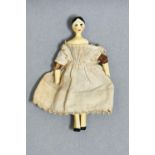 A MINIATURE PEG DOLL, 19TH C OR LATER, APPROXIMATELY 83MM H Condition reportRe-painted