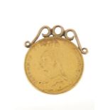 GOLD COIN. SOVEREIGN 1890M, GOLD MOUNT, 8.5G Condition report