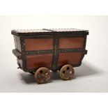 AN UNUSUAL FRENCH RAILWAY WAGON NOVELTY PAINTED STEEL  CIGAR BOX, LATE 19TH C, WITH  WOODEN BUFFER