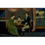 A REGENCY  TRANSFER ENGRAVING UNDER GLASS  OF HAPPINESS AFTER G GEROLIMO, C1820, 24 X 34.5CM,