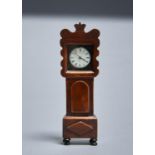 TREEN.  AN EARLY VICTORIAN FRUITWOOD  MODEL OF A LONGCASE CLOCK, C1850, INCORPORATING A FUSEE