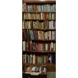 SIX SHELVES OF BOOKS, MISCELLANEOUS GENERAL SHELF STOCK, TO INCLUDE KING PENQUINS AND PAPERBACK