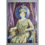 BRITISH (?) SCHOOL, LATE 19TH C - PORTRAIT MINIATURE OF SARAH BERNHARDT AS THE EMPRESS THEODORA OF