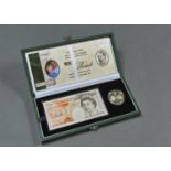 UNITED KINGDOM ROYAL GOLDEN WEDDING ANNIVERSARY COMMEMORATIVE TEN POUNDS AND SILVER PROOF CROWN SET,