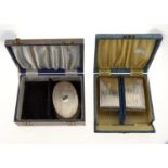 ONE AND A PAIR OF SILVER GENTLEMAN'S BRUSHES, BY DIFFERENT MAKERS, 1952 AND CIRCA (2 CASES)