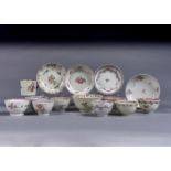 A COLLECTION OF NEW HALL AND CONTEMPORARY TEA BOWLS, SAUCERS, A COFFEE CAN AND SUGAR BASIN AND TWO