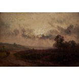 FOLLOWER OF DAVID COX - TRAVELLERS CROSSING A HEATH, OIL ON PANEL, 13 X 18CM Condition reportSome
