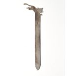 A GEORGE V SILVER CAT HANDLED LETTER KNIFE, 20CM L, BY S MORDAN & CO LTD, CHESTER 1912, 2OZS 8DWTS
