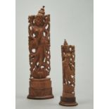 TWO INDONESIAN CARVED WOOD FIGURES, BALI, SECOND HALF 20TH C, ON WOOD BASES, 27 AND 41CM H Condition