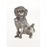 AN ELIZABETH II CAST SILVER MINIATURE MODEL OF A POODLE, 58MM H, BY S M D CASTINGS, LONDON 1969,