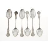 A SET OF SIX SCOTTISH VICTORIAN SILVER TEASPOONS, QUEEN'S PATTERN, SINGLE STRUCK, MAKER S W (OR W S)