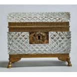 A FRENCH GILT BRASS MOUNTED CUT GLASS TEA CADDY, PROBABLY BACCARAT, C1880, WITH STAMPED MOUNTS AND