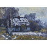 CARL HESSMERT (1869-1928) - WHITE COTTAGE IN WINTER, SIGNED, OIL ON CANVAS, 70 X 100CM Condition