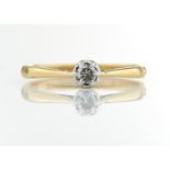 A DIAMOND SOLITAIRE RING, WITH ROUND BRILLIANT CUT DIAMOND OF APPROX 0.10CT, GOLD HOOP MARKED 18CT &