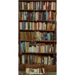 FIVE SHELVES OF BOOKS, MISCELLANEOUS GENERAL SHELF STOCK, TO INCLUDE A A MILNE BOXED SET, HISTORY,