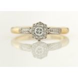 A DIAMOND SOLITAIRE RING, WITH ROUND BRILLIANT CUT DIAMOND, WEIGHING APPROX 0.10CT, ILLUSION SET,