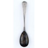 A SET OF FIVE GEORGE V SILVER EGG SPOONS, OLD ENGLISH PATTERN, CRESTED (A MOOR'S HEAD), BY ELEY &