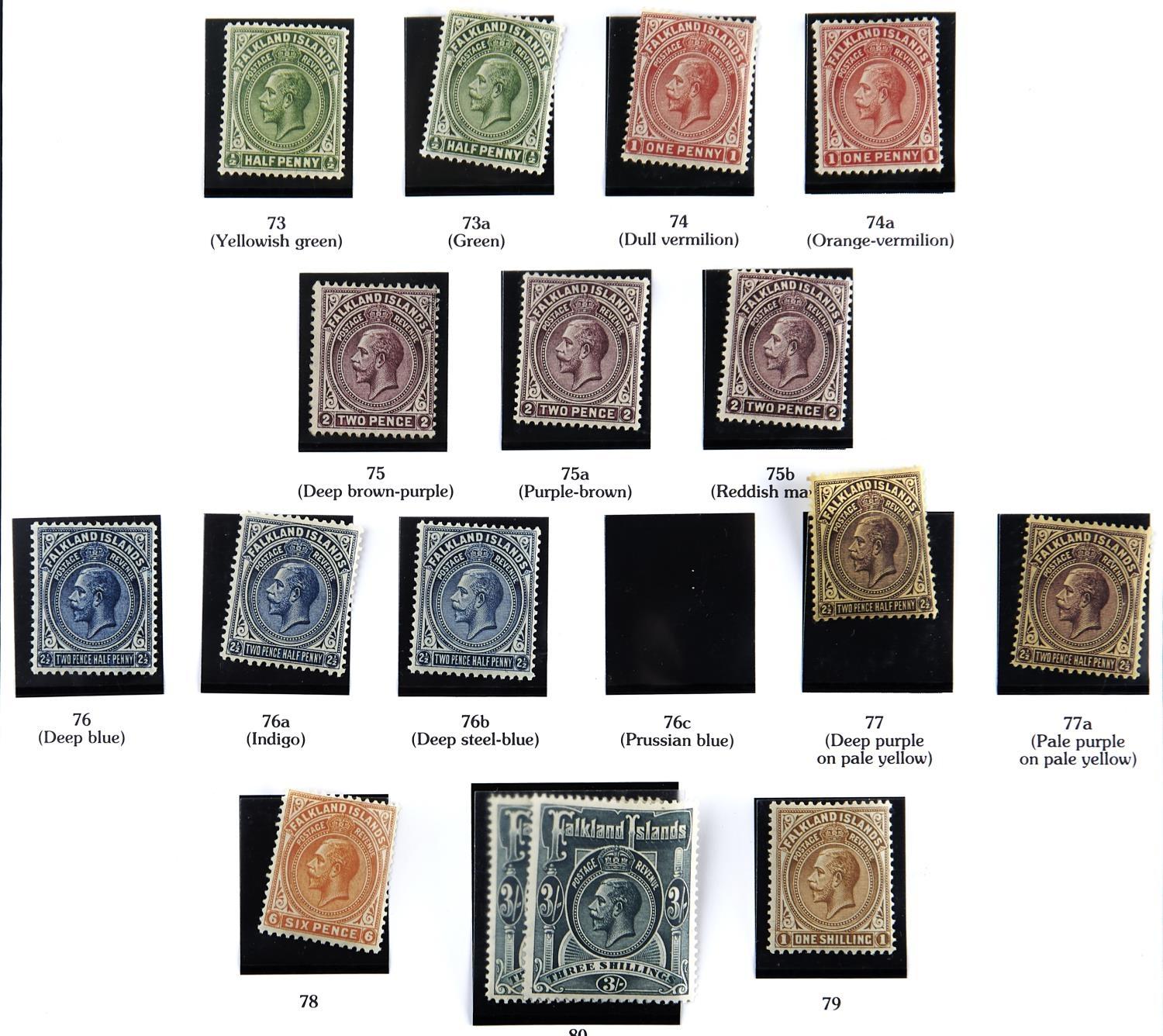 FALKLAND ISLANDS 1912-28 The KGV collection with mint 1912-20 1/2d (6), 1d (8, inc. a block of - Image 2 of 5