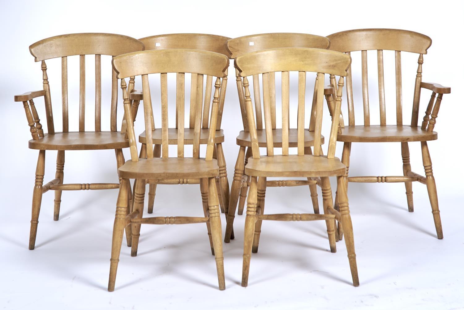 A REPRODUCTION PINE DINING TABLE, LATE 20TH C, THE RECTANGULAR TOP ABOVE TURNED LEGS, 167CM X - Image 2 of 2