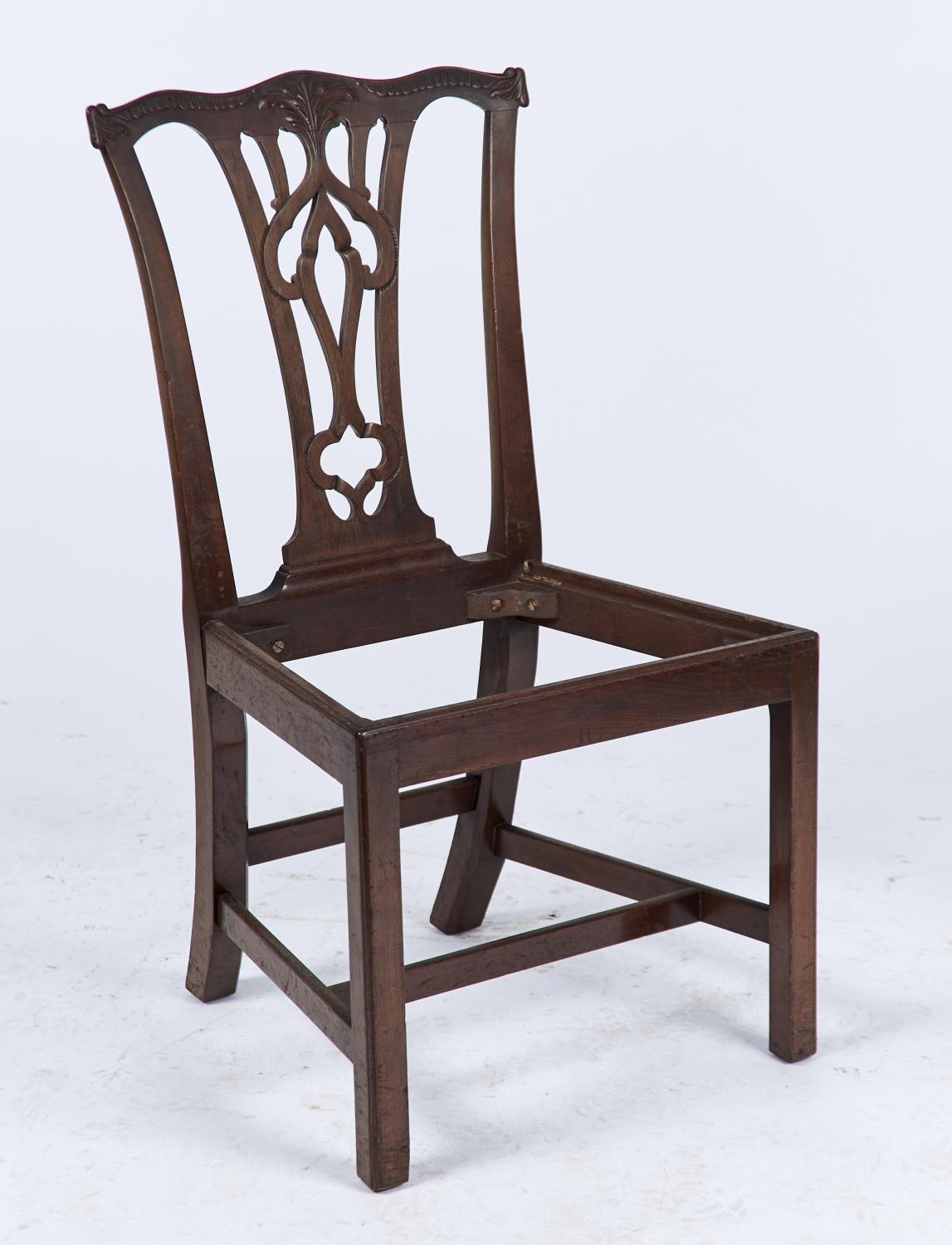 A SET OF SIX MAHOGANY DINING CHAIRS, C1880, IN GEORGE II STYLE, FOLIATE CARVED SERPENTINE CRESTING - Image 2 of 2